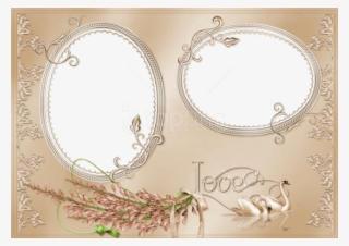 Elegant Png Love Photo Frame With Swan-and Rose Png - Double Photo Frame Transparent