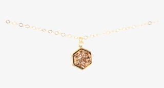 Hexagon Rose Gold Druzy Necklace - Locket