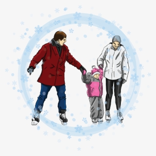Family Skate Illustration - Snow