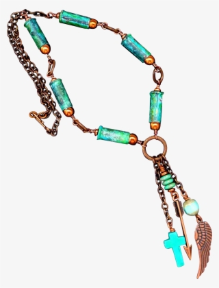 Verdigris Patina Bullet Shell Necklace With Copper - Bead