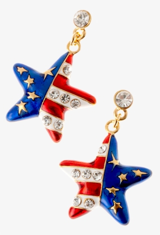 American Flag Star Shaped Drop Earrings In Red, White - Earrings