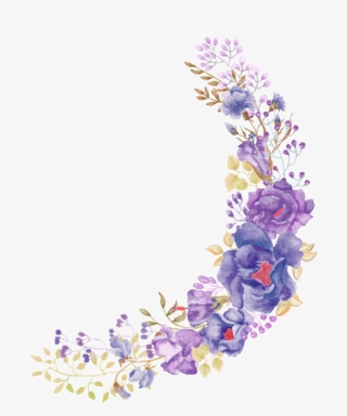 Floral Design Flower Purple - Purple Wreath Flower Watercolor