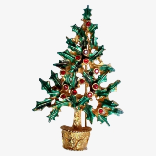 Christmas Tree Holly Photo Inspirations Vintage Brooch - Christmas Ornament