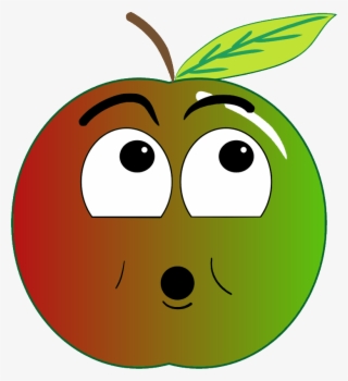 Fruit Pomme Vert Rouge Surpris - Angry Apple Clipart Png