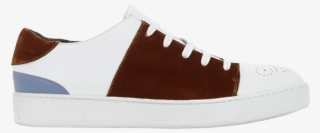White Leather Sneakers With Velvet Details - Suede