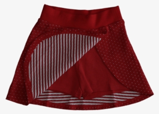 Leela Cotton Organic Girls Pants Skirt, Red/white Dots - Miniskirt