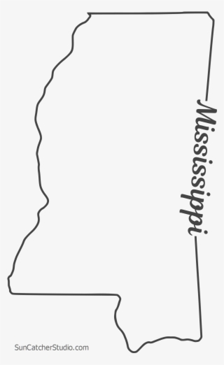 Free Mississippi Outline With State Name On Border, - Line Art