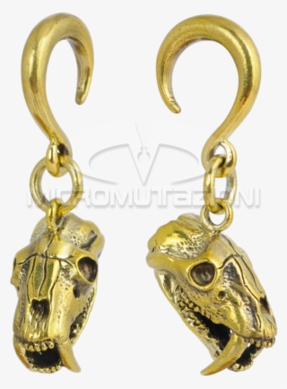 Brass Ear Weight Skull Pendant Ear - Earrings