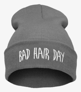 A Gray Beanie Which Shows The Phrase 'bad Hair Day' - Bad Hair Day Hue