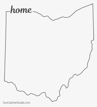 Free Ohio Outline With Home On Border, Cricut Or Silhouette - Line Art