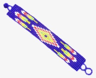 Huichol Indian Beaded Bracelet - Electric Blue