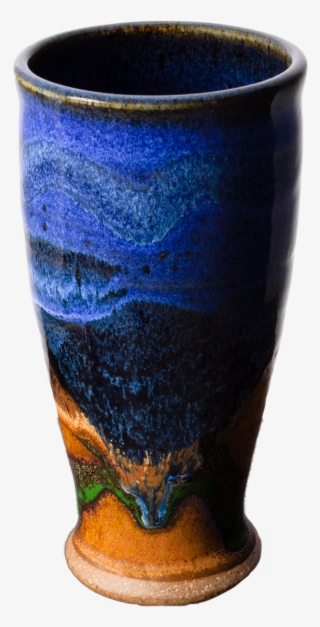 Blue And Toasted Orange Handmade Pottery Beer Stein - Ceramic