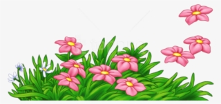 Free Png Download Grass With Pink Flowers Png Images - Flower With Grass Clipart
