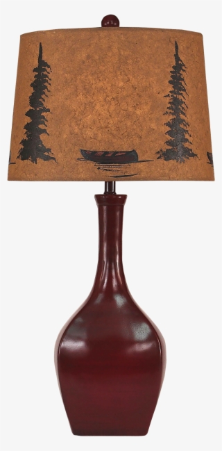 Spanish Tile Oval Genie Table Lamp W/ Canoe Scene Shade - Lamp