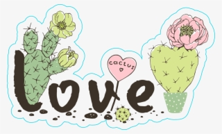 Cactus Love And Hearts Sticker - Illustration