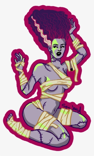 Bride Of Frankenstein Pinup Sticker - Illustration
