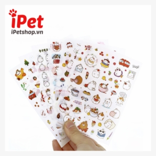 Combo 6 Tấm Sticker Hình Thỏ Molang Trang Trí Scrapbook - Kawaii Memo Memo Note Sheet