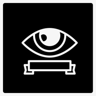 Surveillance Eye Symbol With A Banner Inside A Square - Icon
