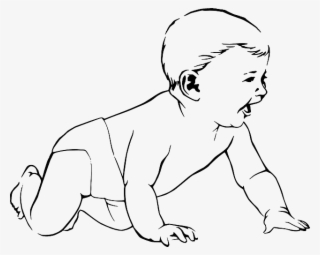Baby Fox Silhouette - Crawling Baby Clipart Black And White