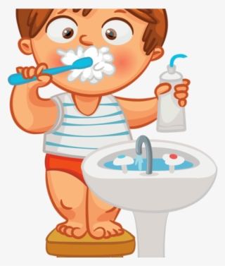 Child Brushing Teeth Clipart - Tooth Brushing