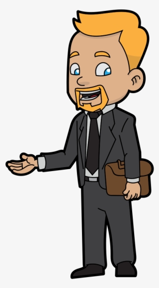 A Cheerful Cartoon Businessman - Business Man In Cartoon