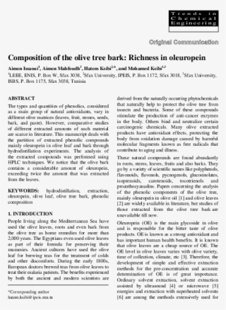 Composition Of The Olive Tree Bark - Document