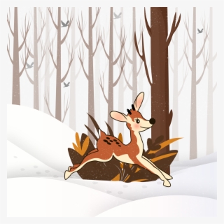 Fauve Cerf Courant Neige Hiver Png Et Psd - Psd