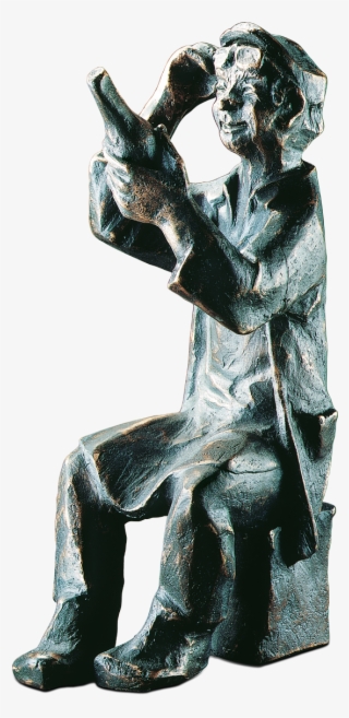 Bronzefigur Etikettenleser Von Theophil Steinbrenner - Statue