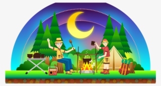 Campout At Del Valle - Family Camping Clip Art