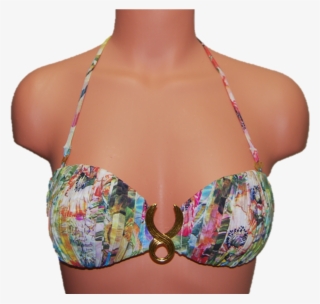 Draped Floral Bikini Top - Swimsuit Top