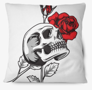 Death Rose White Pillow Cover