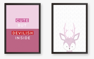 Cute But Devilish Inside Set Of 2 Frames - Deer