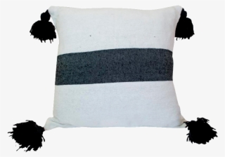 Moroccan Black On White Pom Pom Pillow Chairish Yarn - Wool