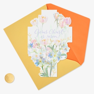 Cross-shaped Card With Flowers Religious Easter Card - Bouquet