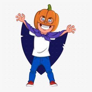Boy In Pumpkin Costume - Cartoon