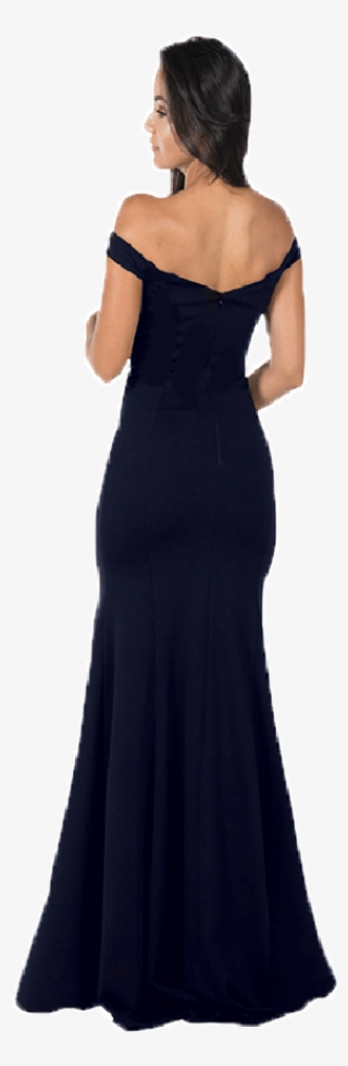 Navy Blue Off The Shoulder Mermaid Long Prom Dress - Gown
