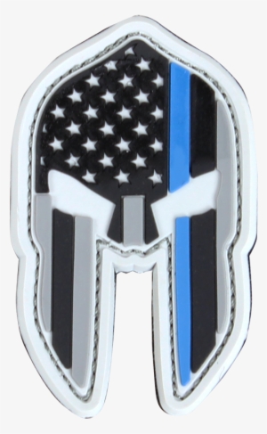 Pvc Thin Blue Line Spartan Helmet Patches - Thin Blue Line Spartan Helmet Art