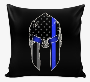 Spartan Helmet Thin Blue Line Pillow - Badass Quotes By Pink