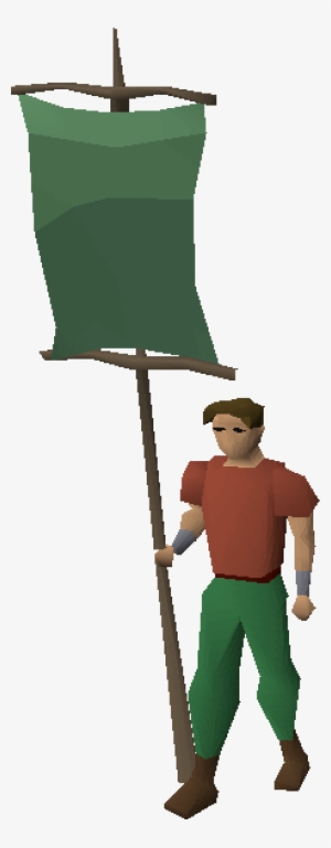 A Player Wielding A Green Banner - Castle Wars Zamorak Flag