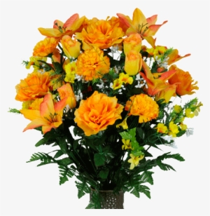 Orange Flower Png Orange Lily And Yellow Rose Mix - Ruby's Silk Flowers Orange Lily And Yellow Rose Mix