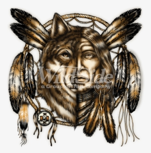 Indian And Wolf Dreamcatcher - Indian Wolf Dream Catchers