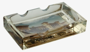 Glass Ashtray With A Postcard Representing The Spa - Crystal