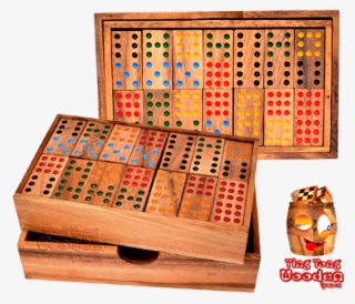 Domino Box 9 Point Samanea Wooden Domino Game With - Wood