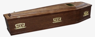 A Traditional Medium Oak Veneer Styled Coffin, With - Plank