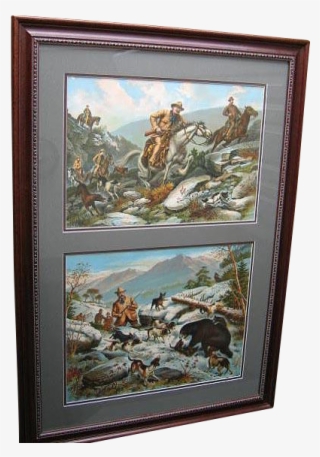 Two Teddy Roosevelt Antique Print S Chromolithograph - Teddy Roosevelt Hunting