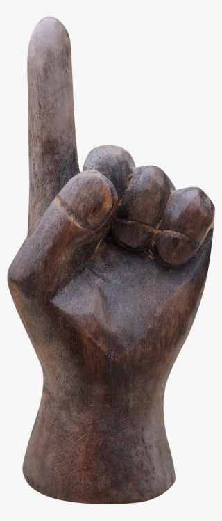 Vintage Wooden Pointing Finger Hand Sculpture - Statue