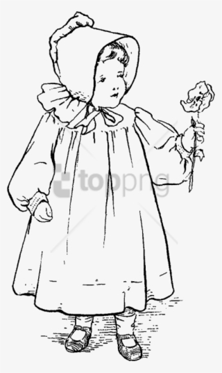 Free Png Download Vintage Flower Girlblack And White - Line Art