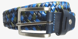 34 Mm Tri Color Elastic Weave Belt Blue Mens Belts - Belt