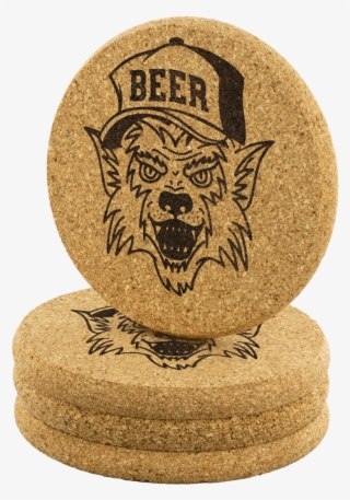 Werewolf Beer Hat Round Cork Coasters Coasters - Illustration
