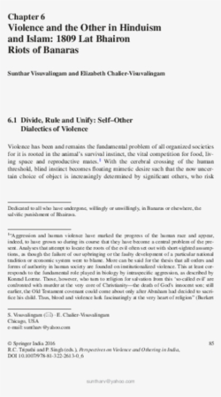Violence And The Other In Hinduism And Islam - Document